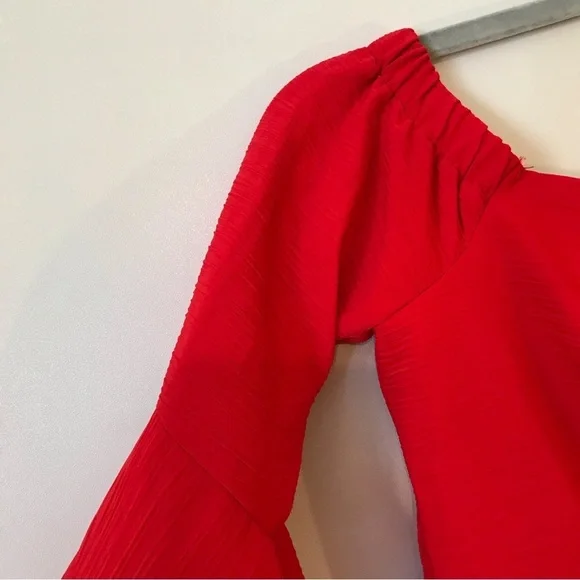 J.O.A. Red Bell Sleeve Off the Shoulder Dress Women's Size XS - Picture 7 of 14